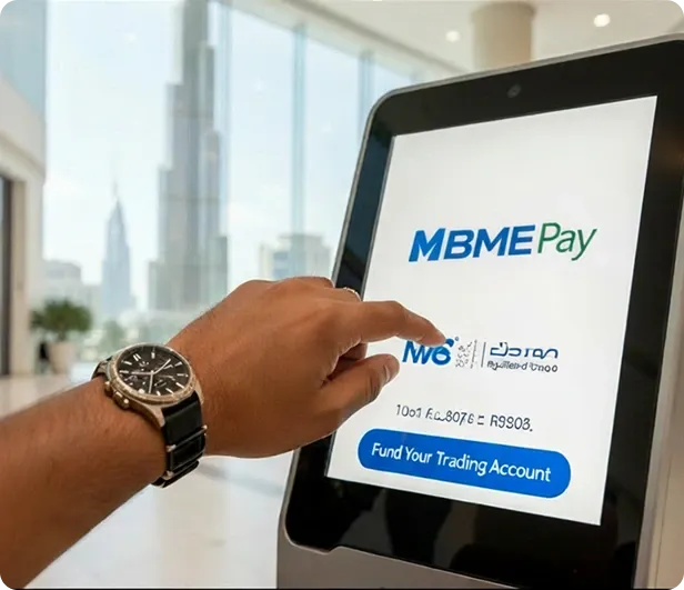 DB Investing trader using MBME Pay kiosk to deposit funds in UAE mall