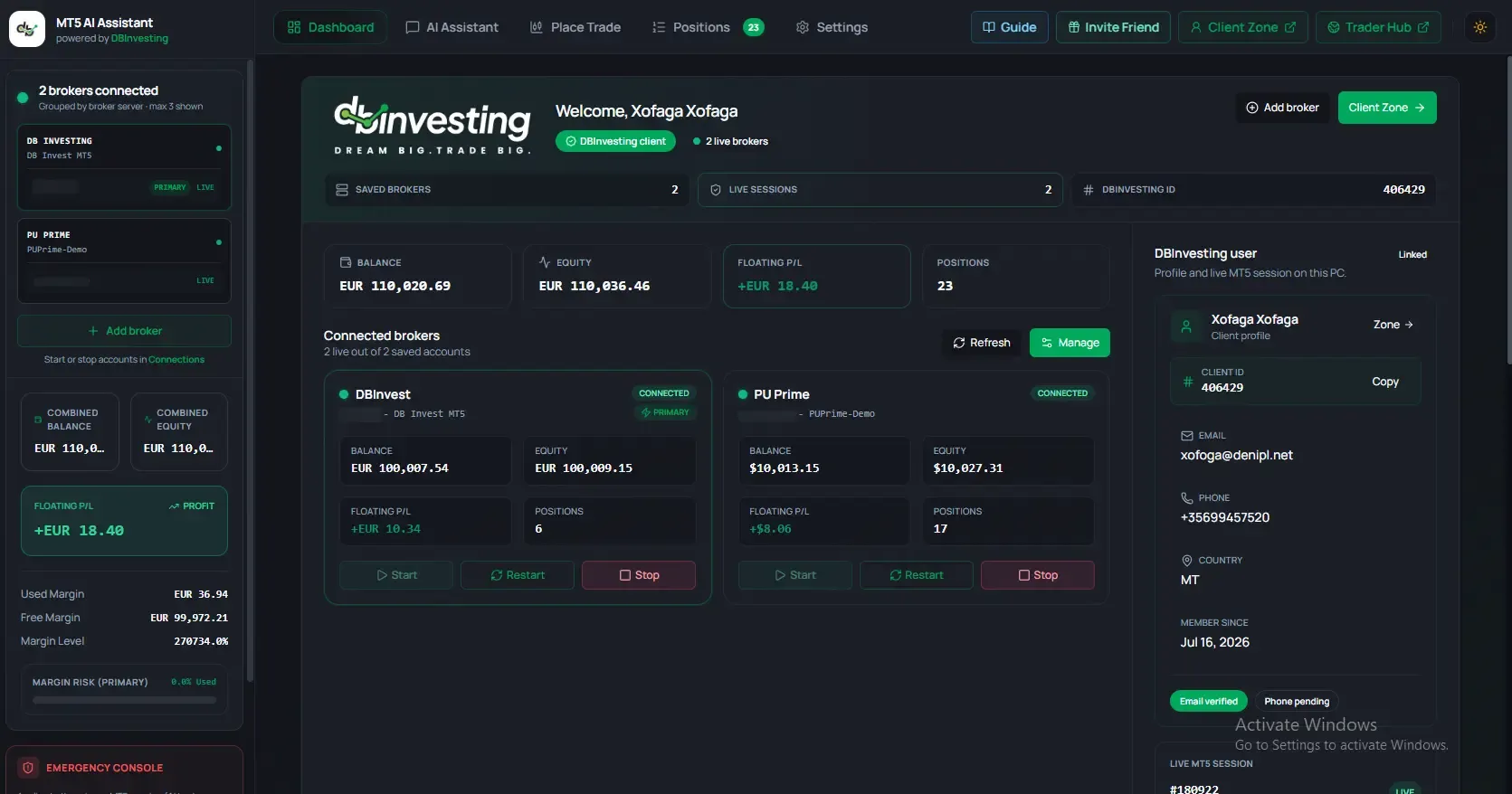 Live Dashboard with AI Quick Prompts