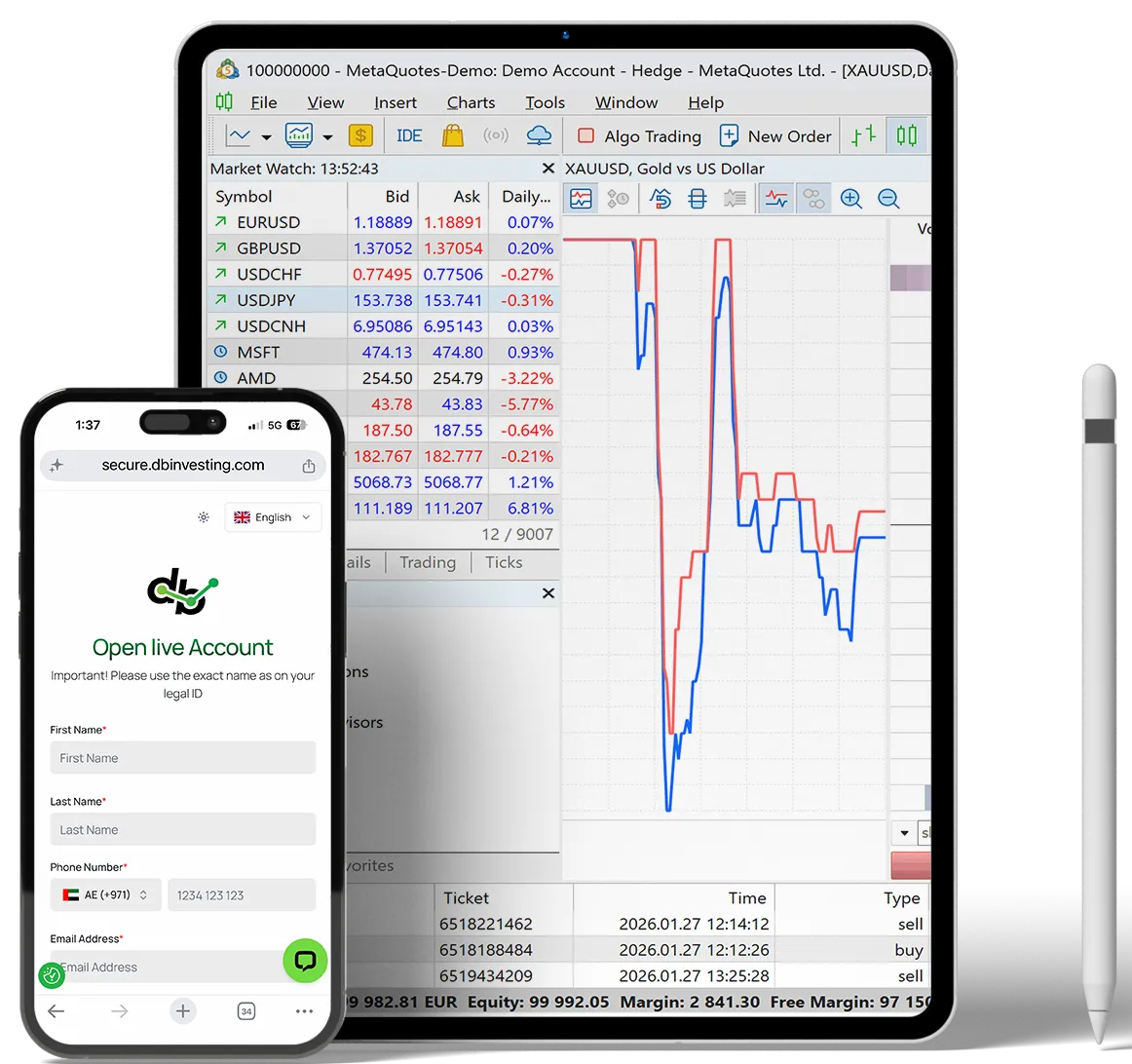MetaTrader 5 บนแท็บเล็ตและสมาร์ตโฟน