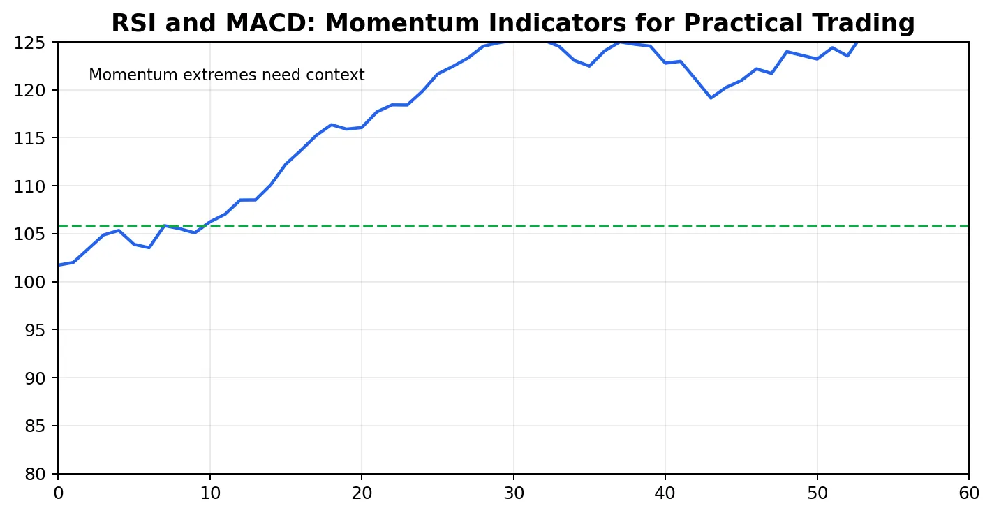 Schéma pédagogique pour RSI et MACD: Indicateurs de momentum pour un trading pratique