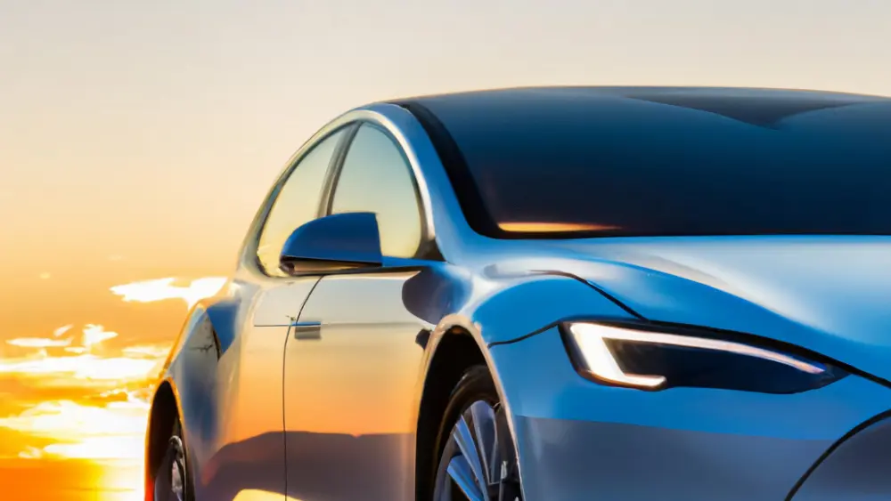 model s and sunset image