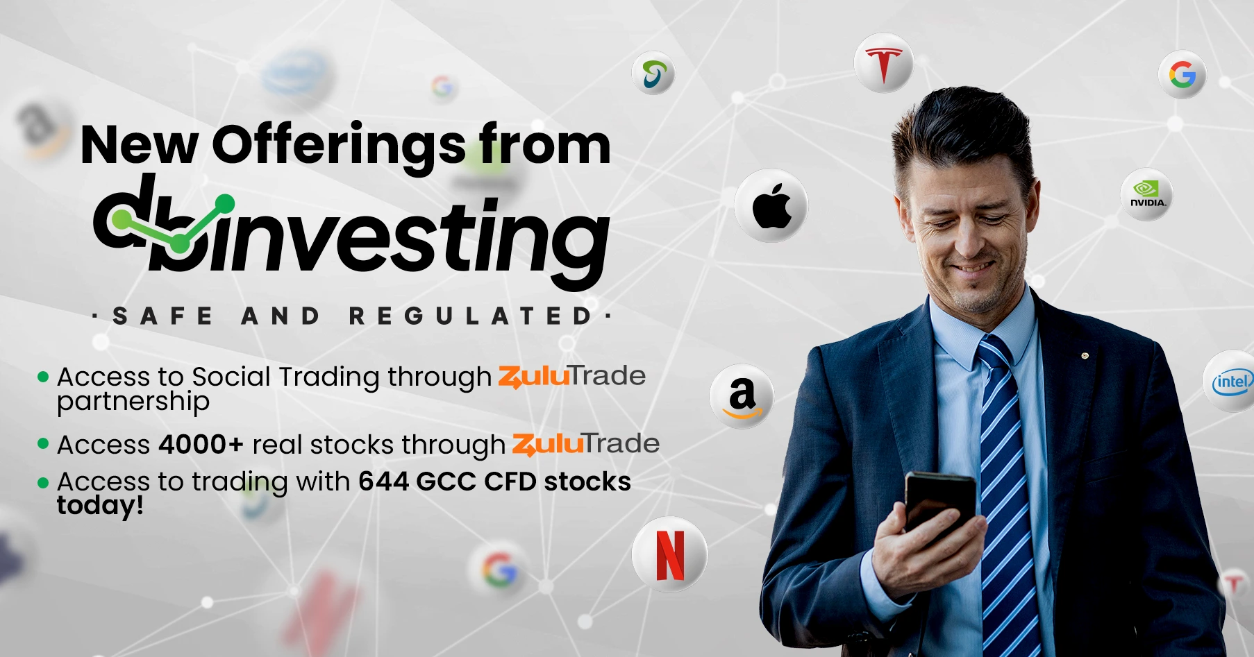 DB Investing expande oportunidades de investimento com mais de 4.000 ações reais, negociação social com ZuluTrade e +644 ações de CFD do GCC